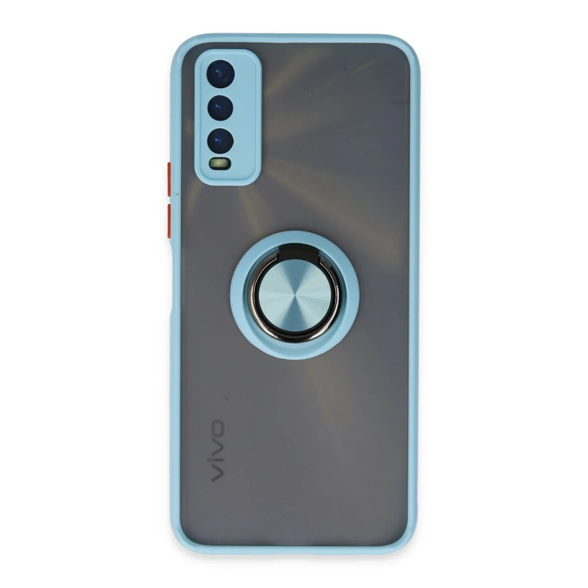 Newface Vivo Y11S Kılıf Montreal Yüzüklü Silikon Kapak - Buz Mavi