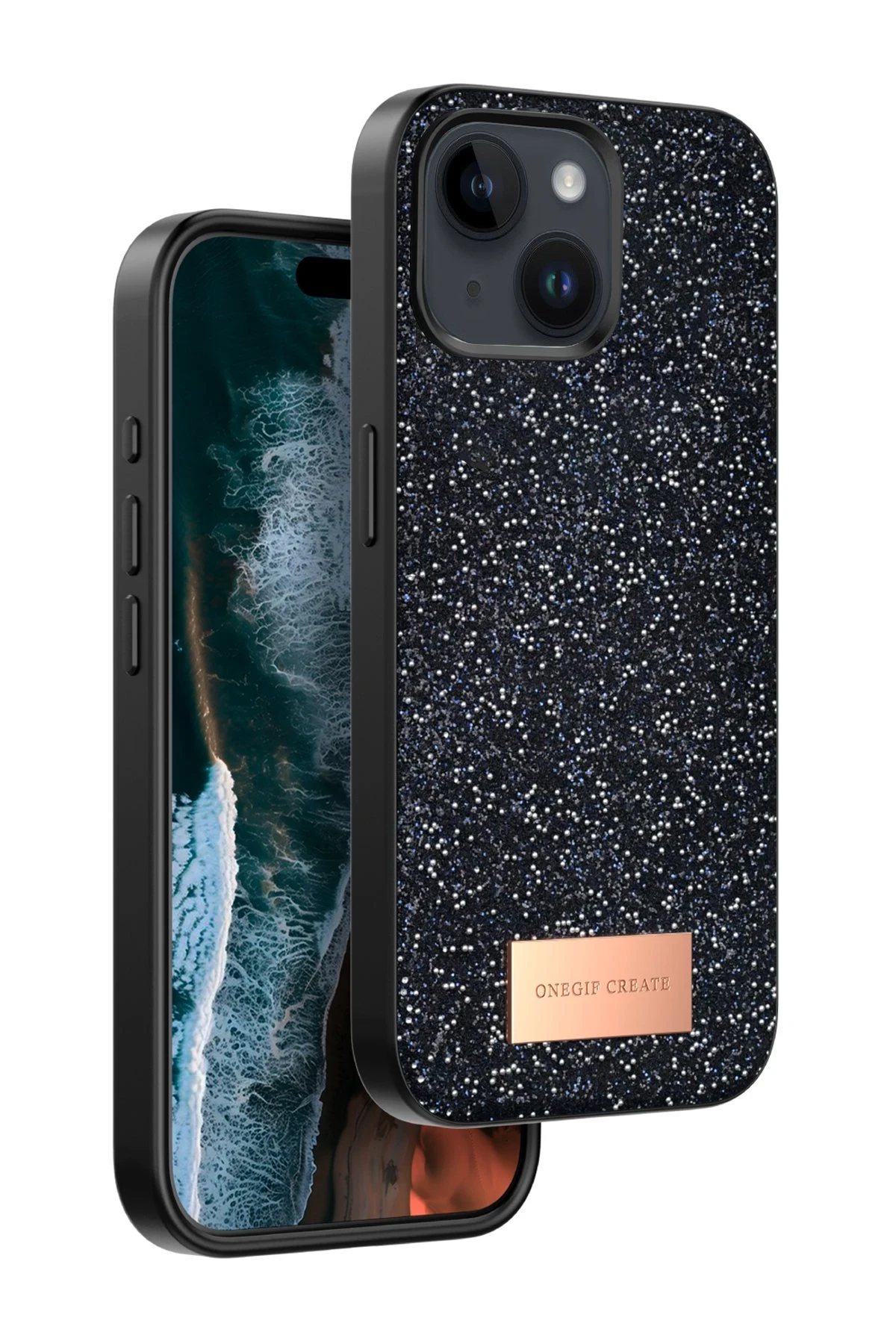 Onegif Apple iPhone 14 Bright Simli Kapak - Siyah