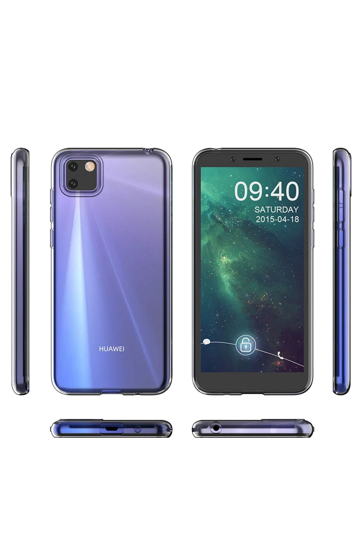 Newface Huawei Y5P Kılıf Lüx Şeffaf Silikon - Şeffaf