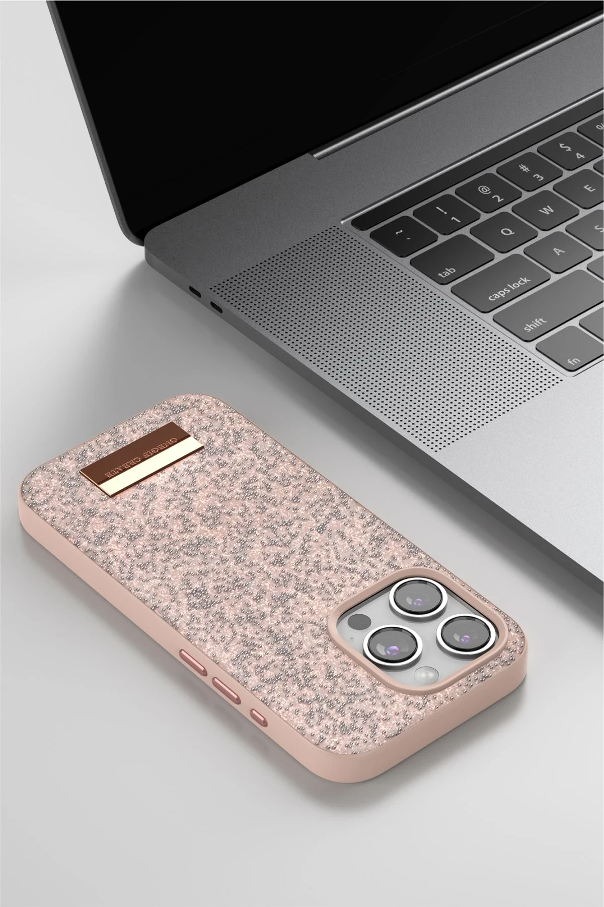 Onegif iPhone 14 Pro Bright Simli Kapak - Gümüş