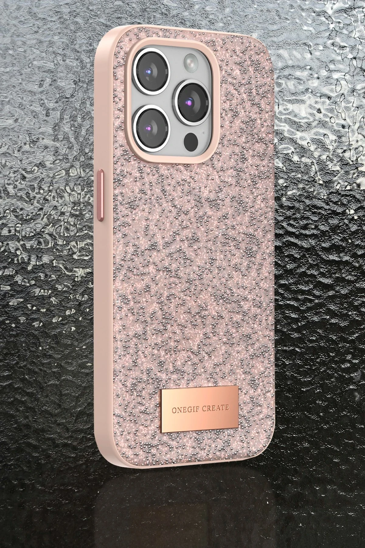 Onegif iPhone 14 Pro Bright Simli Kapak - Gümüş