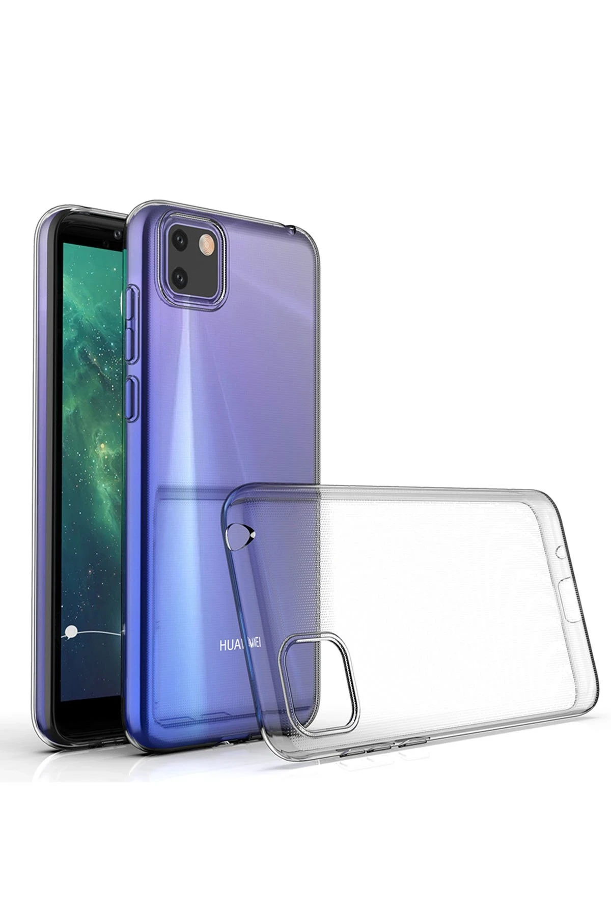 Newface Huawei Y5P Kılıf Lüx Şeffaf Silikon - Şeffaf