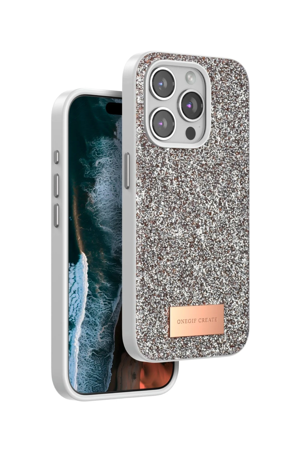Onegif iPhone 14 Pro Bright Simli Kapak - Gold