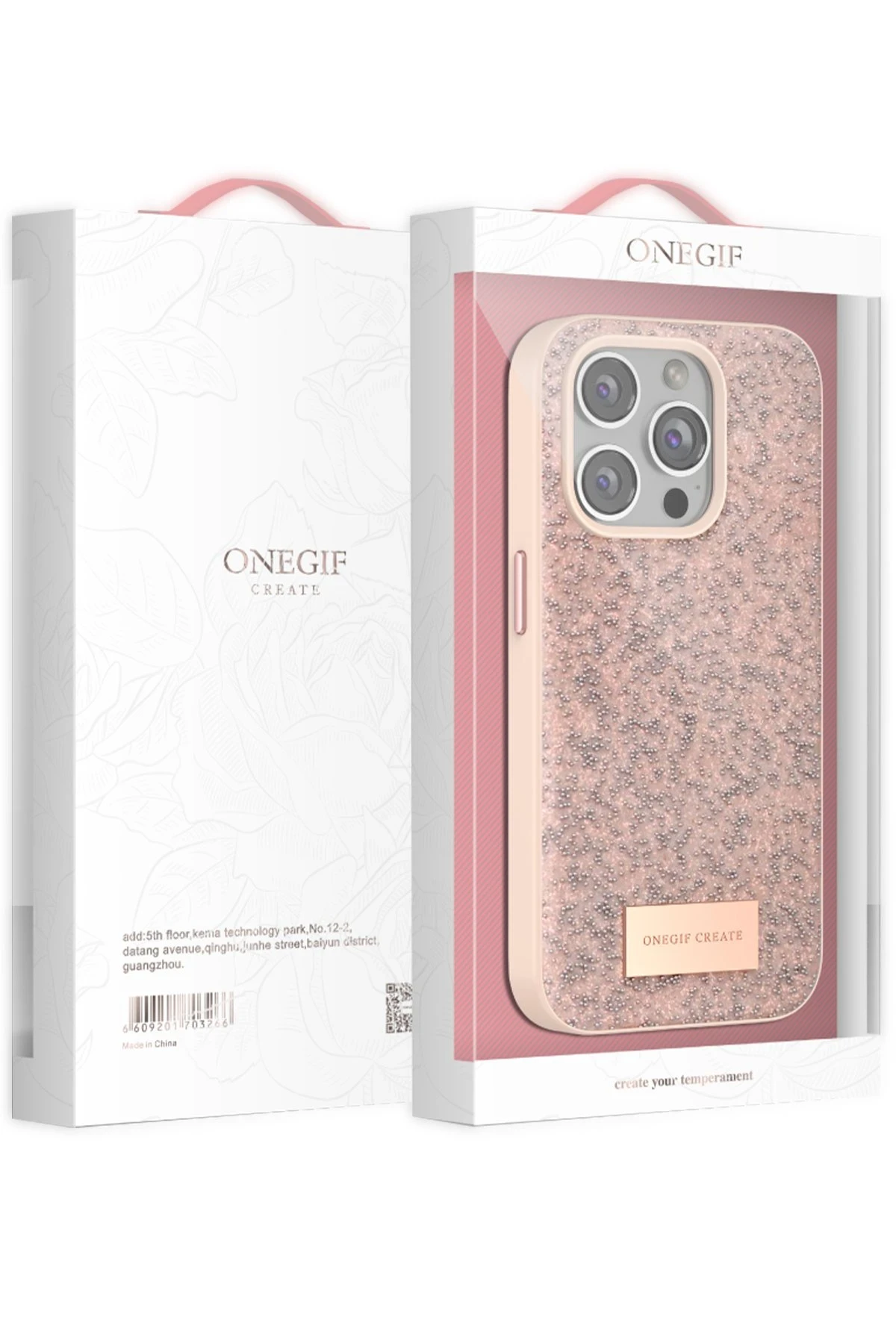 Onegif iPhone 14 Pro Bright Simli Kapak - Gold