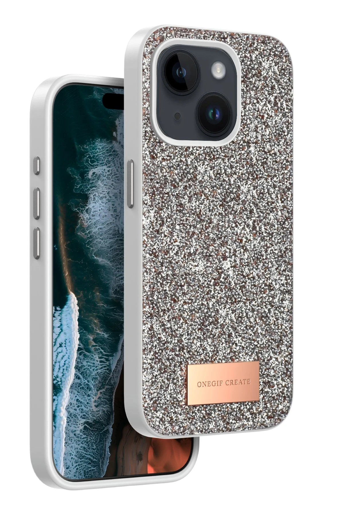 Onegif iPhone 15 Bright Simli Kapak - Gold