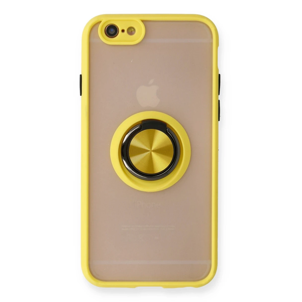 Newface Apple iPhone 6 Kılıf Montreal Yüzüklü Silikon Kapak - Sarı