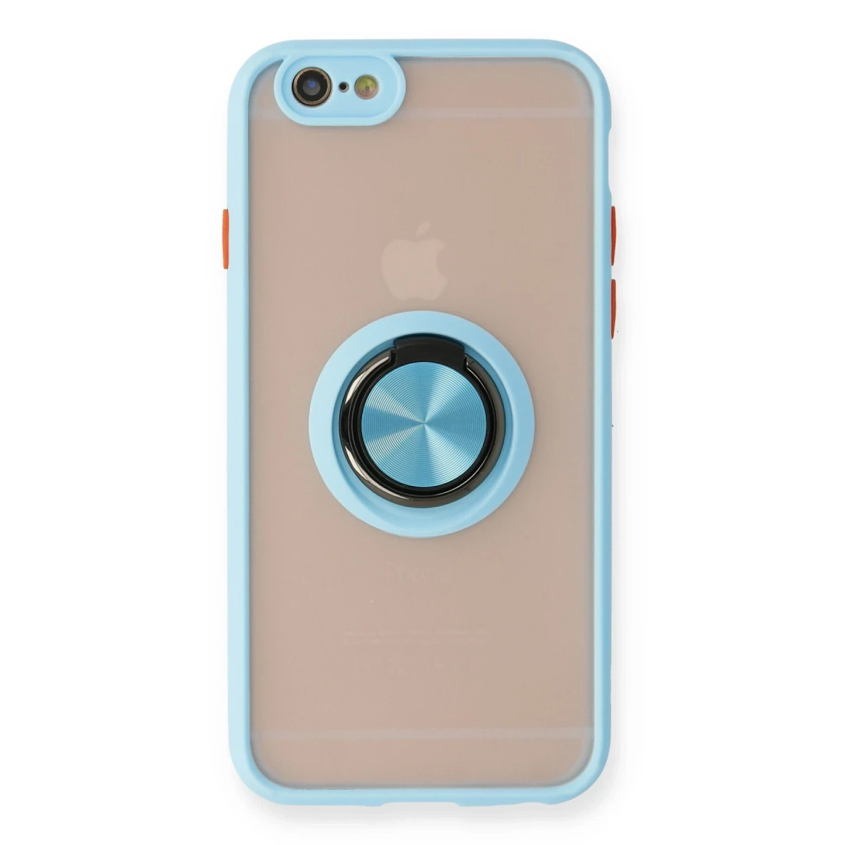 Newface Apple iPhone 6 Kılıf Montreal Yüzüklü Silikon Kapak - Buz Mavi