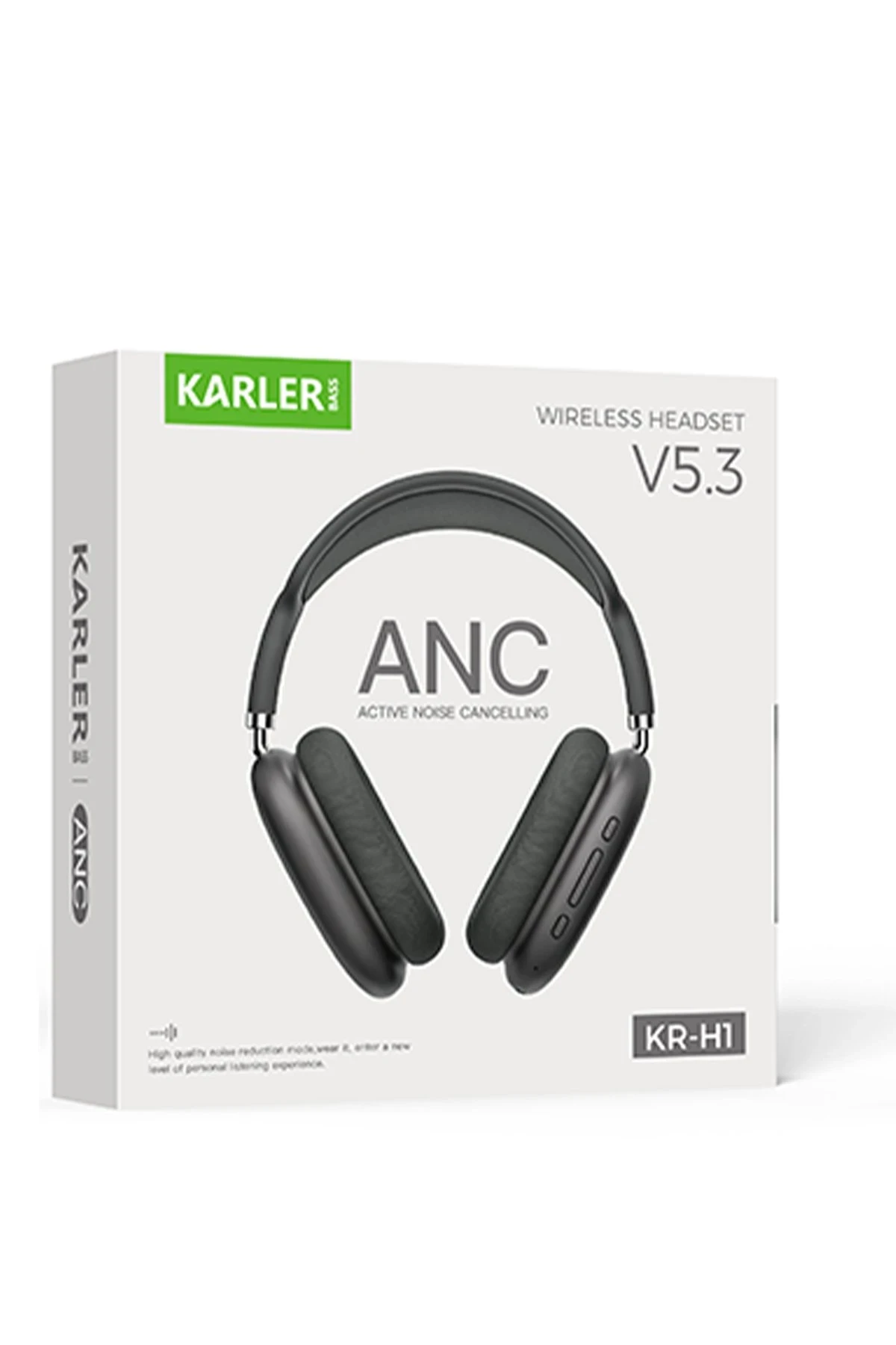 Karler Bass KRH2 Aktif Gürültü Engelleyici Özellikli BT 5.3 Kafaüstü Kablosuz Kulaklık - Siyah — görsel 3