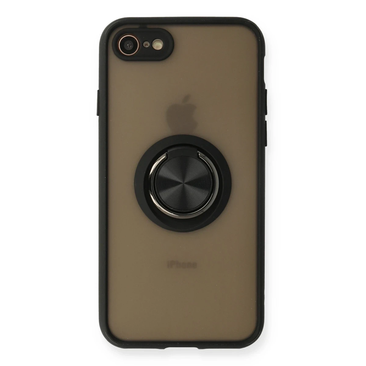Newface Apple iPhone 7 Kılıf Montreal Yüzüklü Silikon Kapak - Siyah