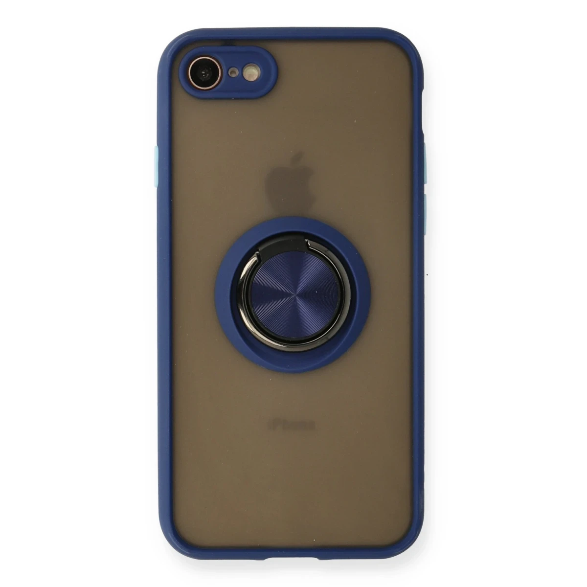 Newface Apple iPhone 7 Kılıf Montreal Yüzüklü Silikon Kapak - Lacivert