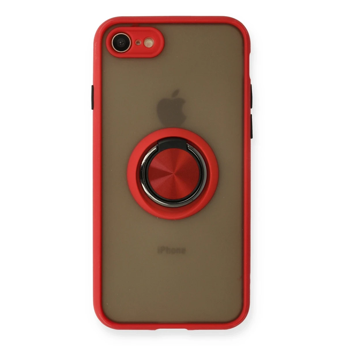 Newface Apple iPhone 7 Kılıf Montreal Yüzüklü Silikon Kapak - Kırmızı