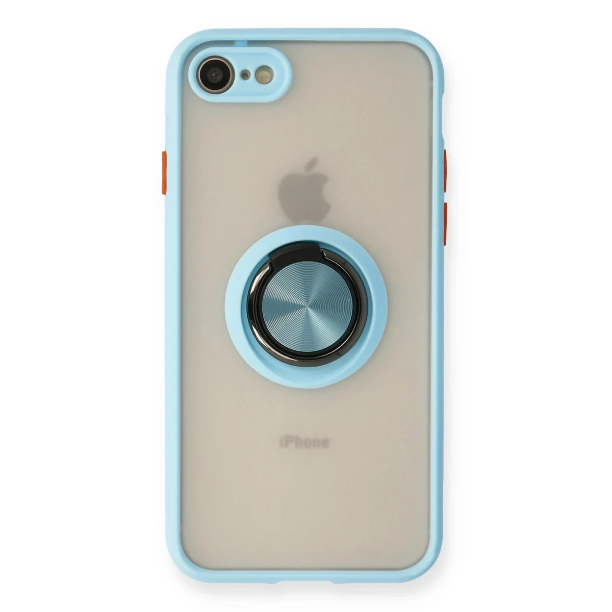 Newface Apple iPhone 7 Kılıf Montreal Yüzüklü Silikon Kapak - Buz Mavi