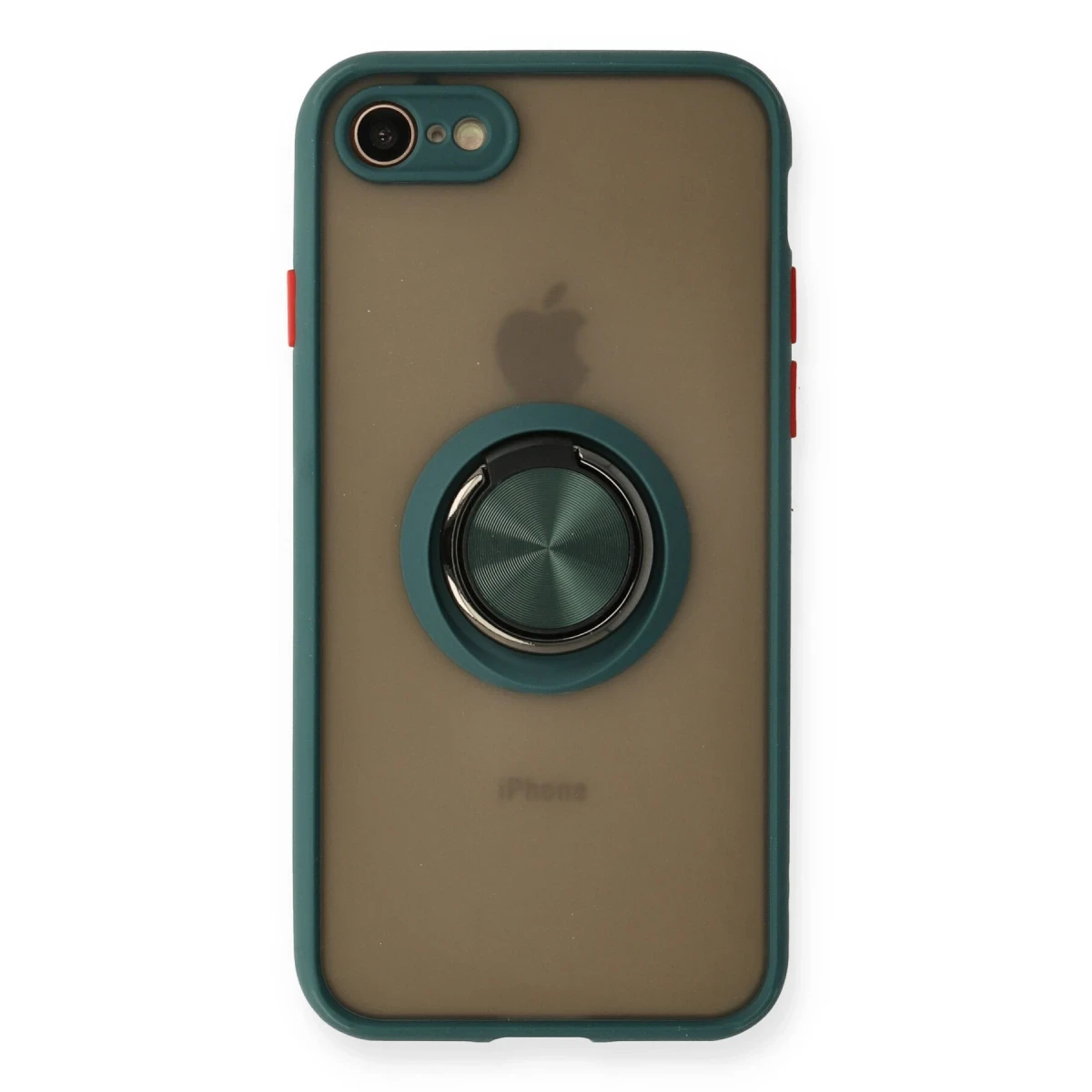 Newface Apple iPhone 7 Kılıf Montreal Yüzüklü Silikon Kapak - Yeşil