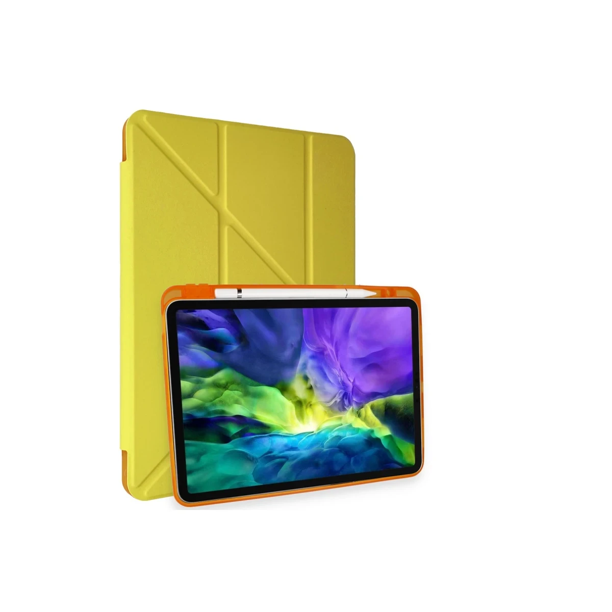 Newface Apple iPad Pro 11 (2018) Kılıf Kalemlikli Mars Tablet Kılıfı - Açık Sarı