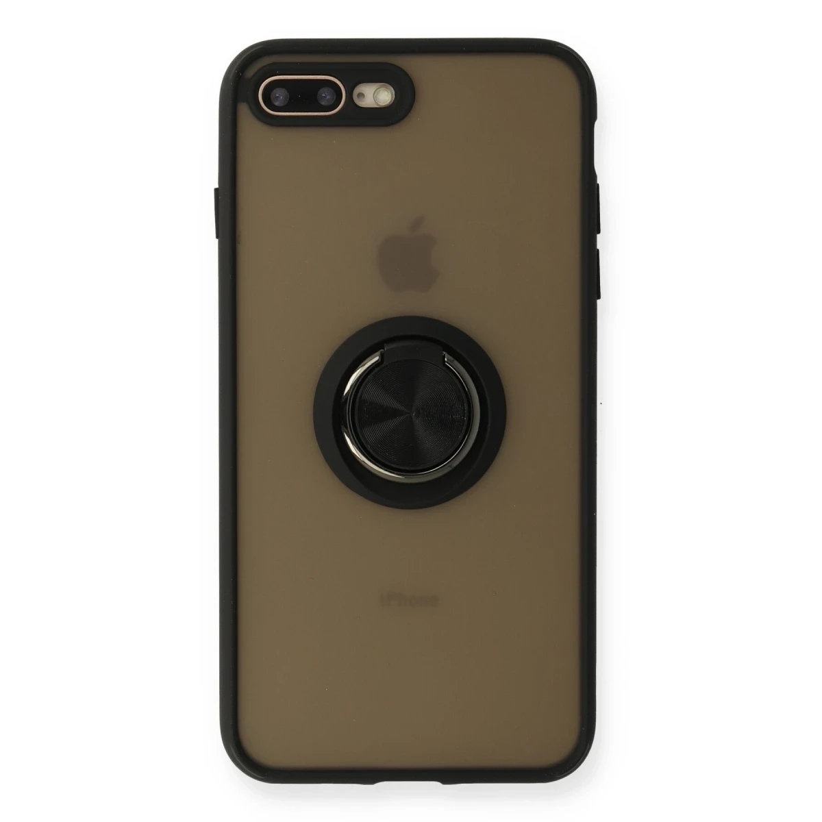 Newface Apple iPhone 7 Plus Kılıf Montreal Yüzüklü Silikon Kapak - Siyah