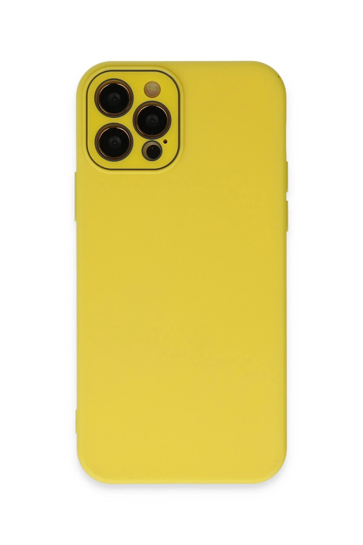 Newface iPhone 12 Pro Kılıf Lansman Glass Kapak - Sarı
