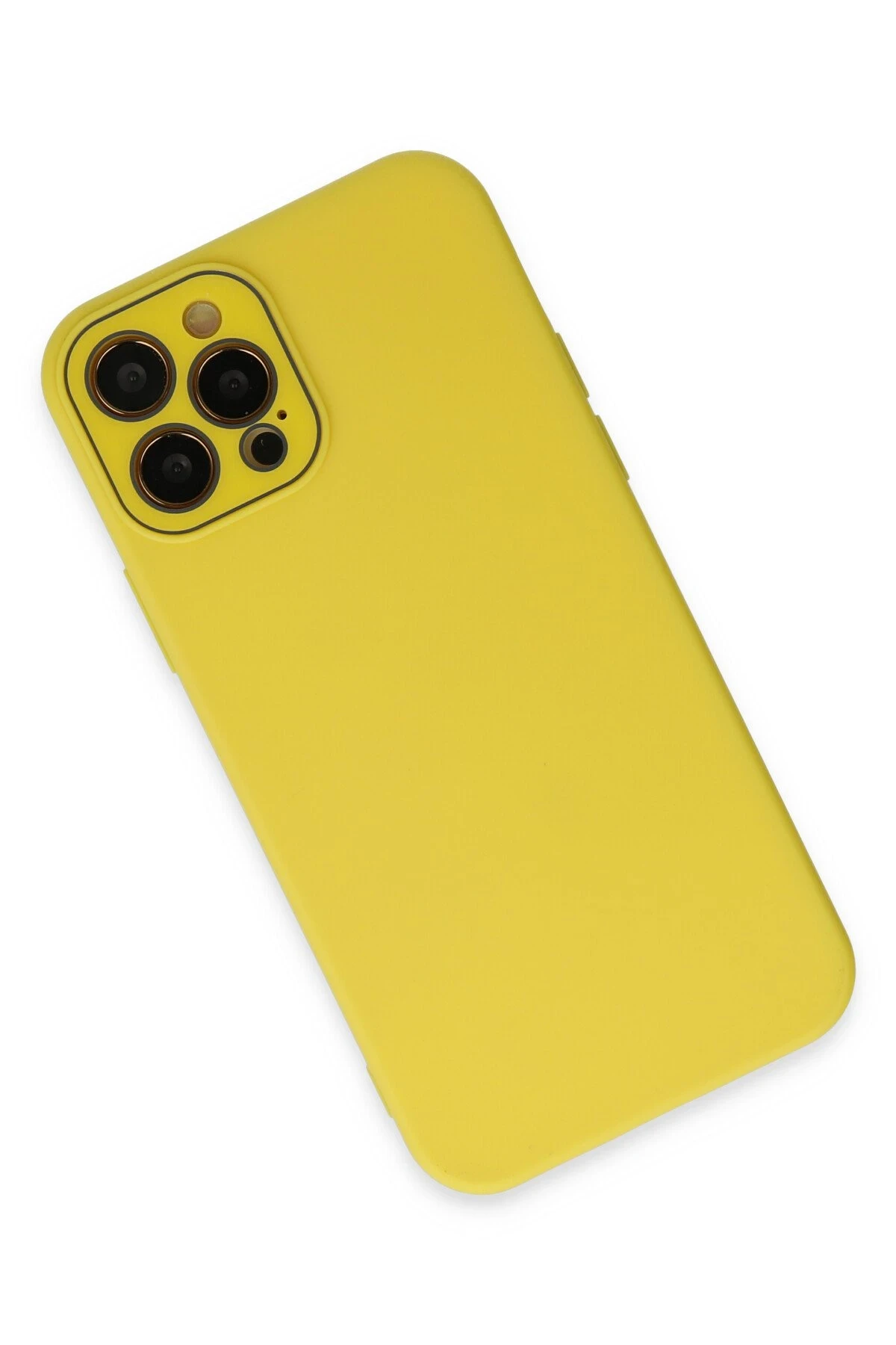 Newface iPhone 12 Pro Kılıf Lansman Glass Kapak - Sarı