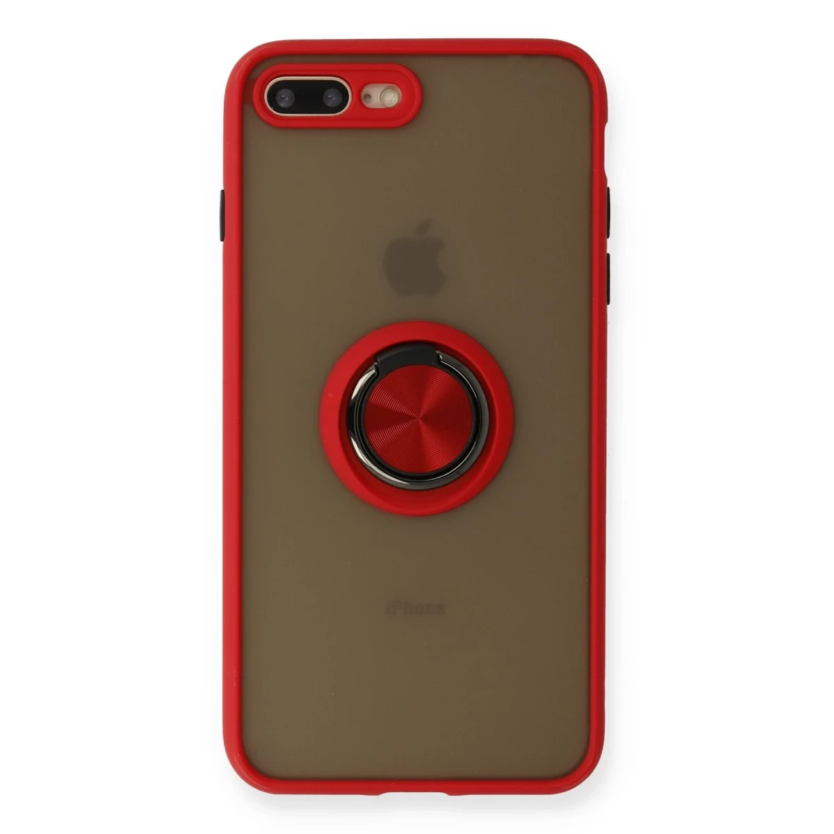 Newface Apple iPhone 7 Plus Kılıf Montreal Yüzüklü Silikon Kapak - Kırmızı