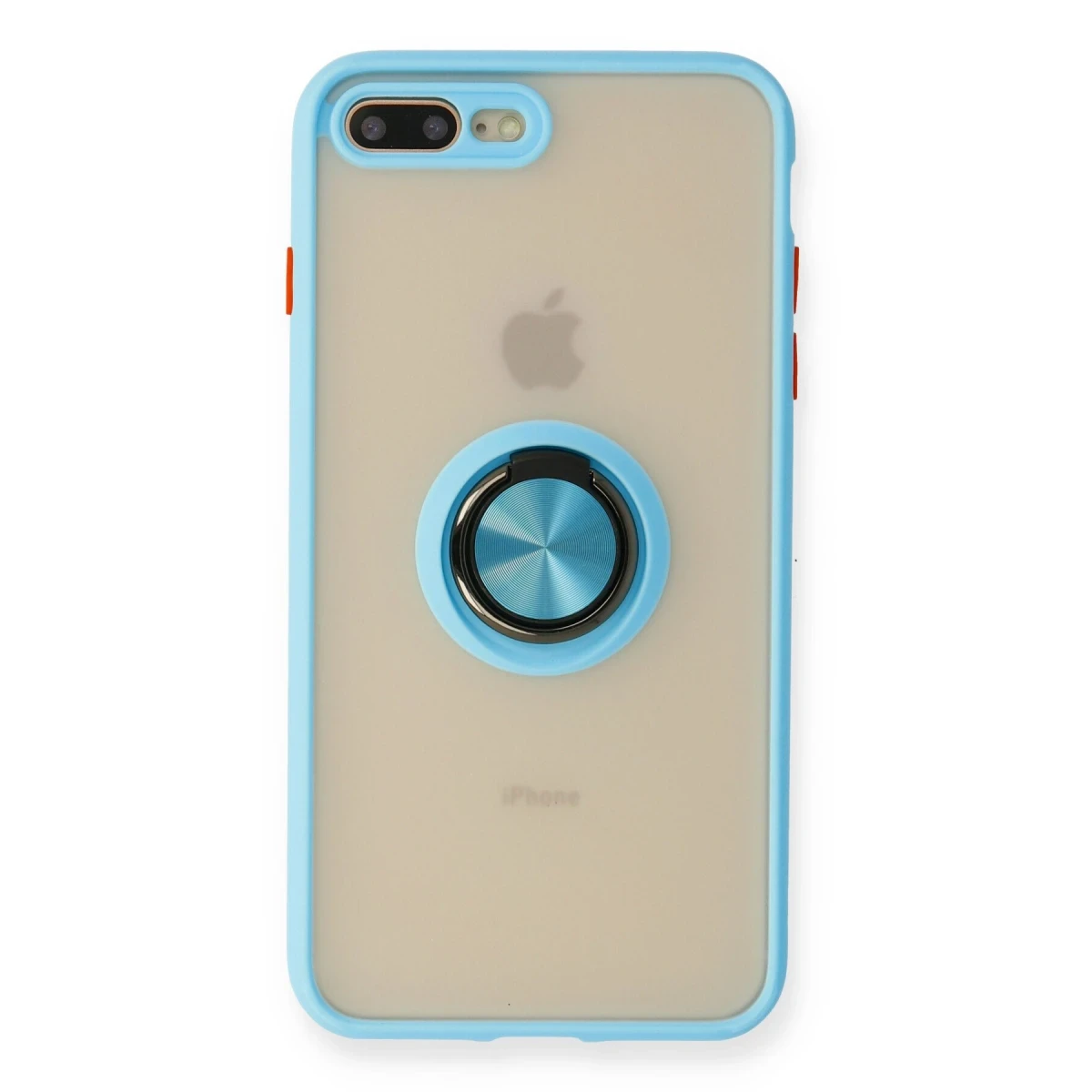 Newface Apple iPhone 7 Plus Kılıf Montreal Yüzüklü Silikon Kapak - Buz Mavi