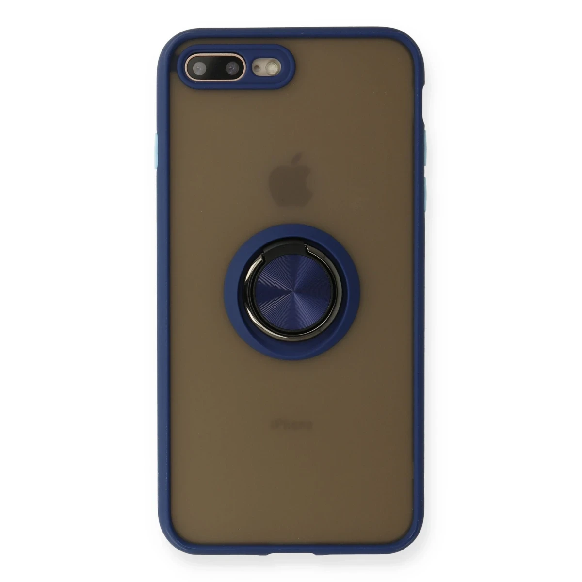 Newface Apple iPhone 7 Plus Kılıf Montreal Yüzüklü Silikon Kapak - Lacivert