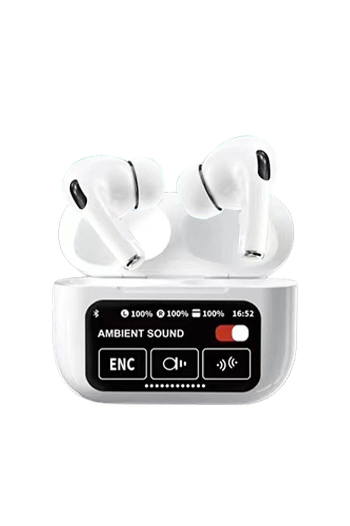 Karler Bass A9 Pro Aktif Gürültü Engelleyici Özellikli Dijital Ekranlı Airpods Bluetooth Kulaklık - Beyaz