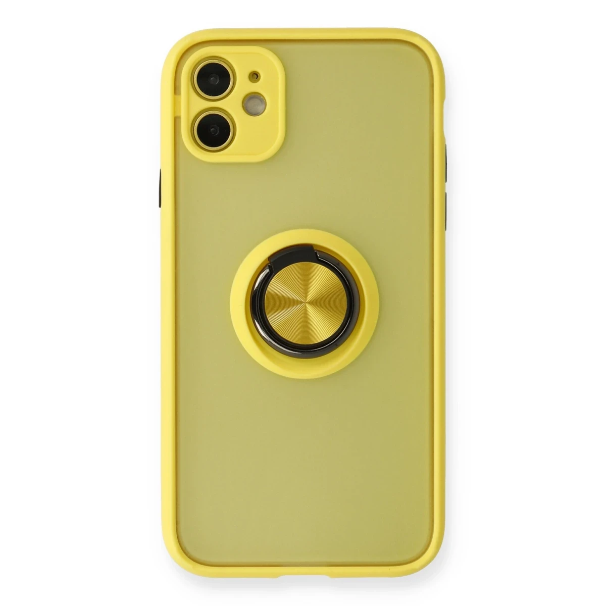 Newface Apple iPhone 11 Kılıf Montreal Yüzüklü Silikon Kapak - Sarı