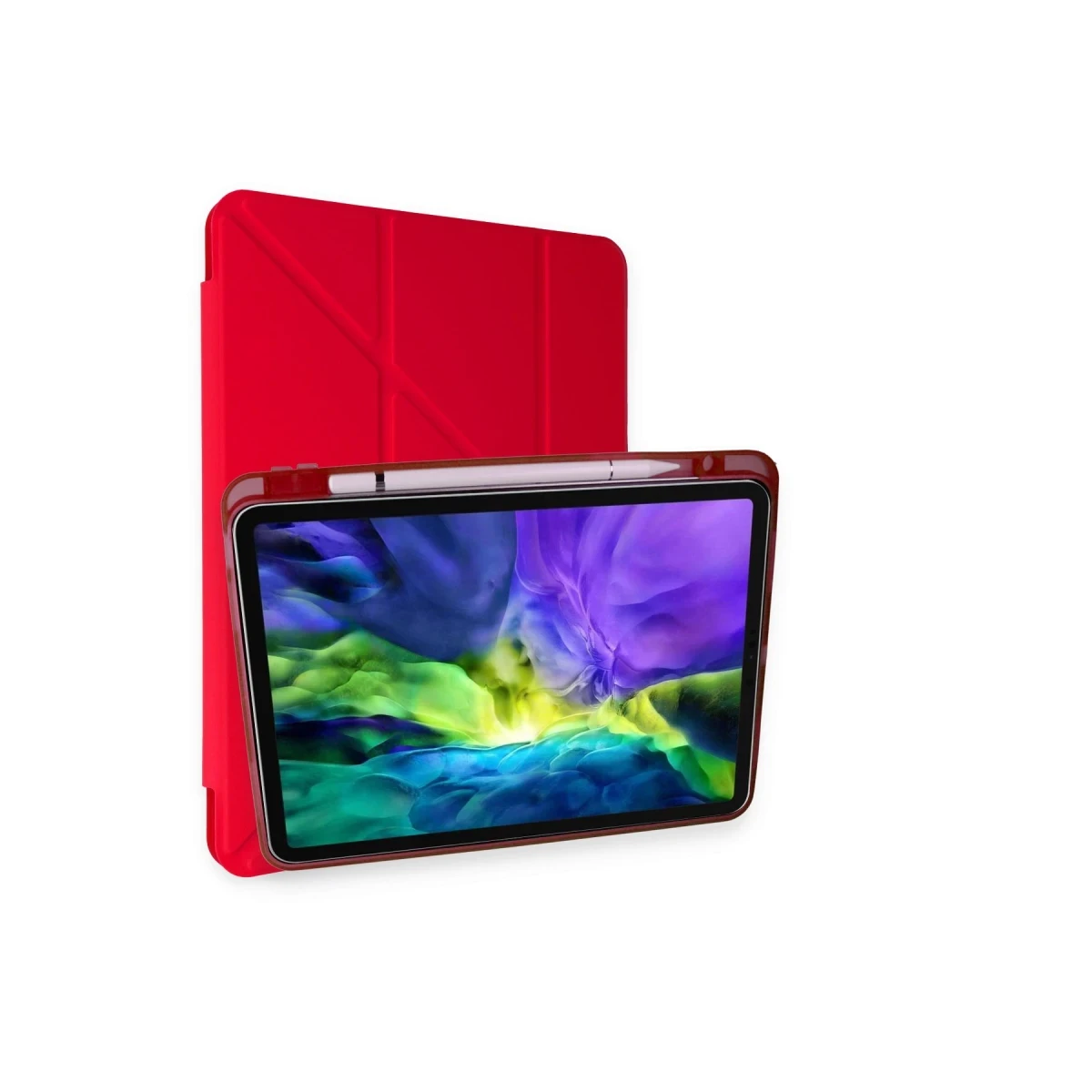 Newface Apple iPad Pro 11 (2018) Kılıf Kalemlikli Mars Tablet Kılıfı - Kırmızı