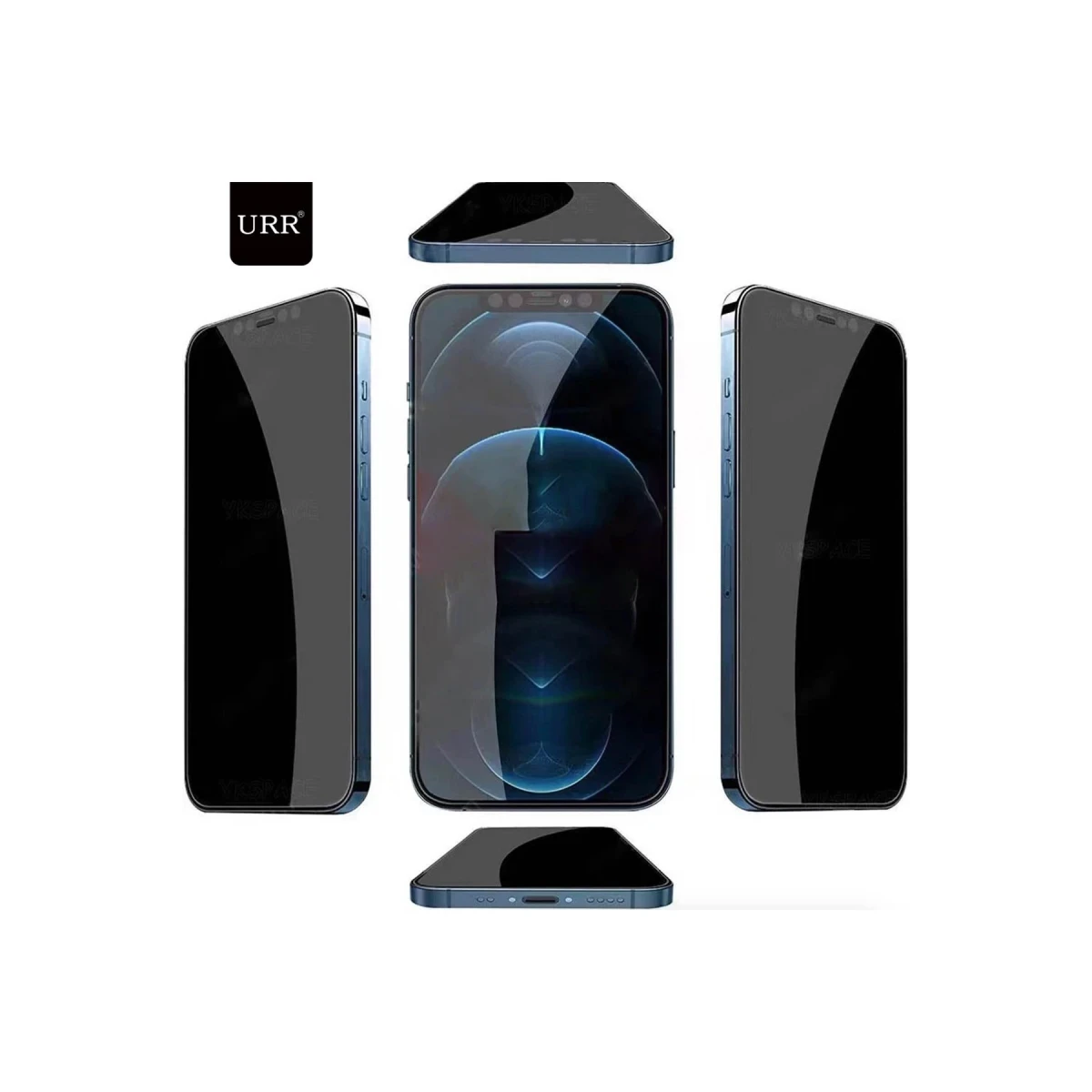 URR Apple iPhone 15 Pro 4 Way Anti Spy 360 Privacy Cam Ekran Koruyucu - Siyah
