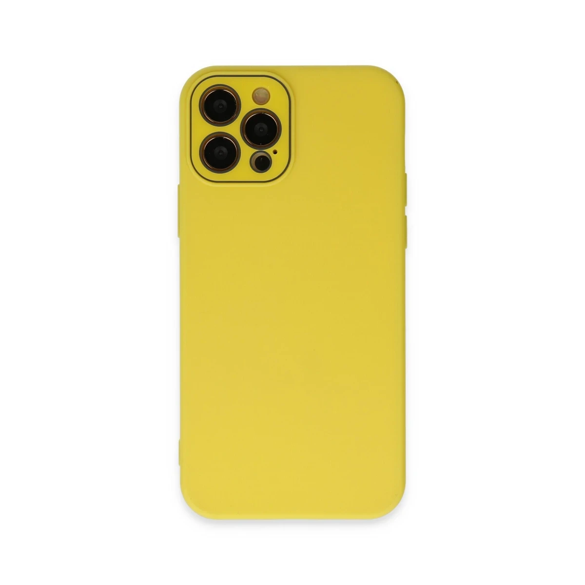 Newface Apple iPhone 12 Pro Max Kılıf Lansman Glass Kapak - Sarı