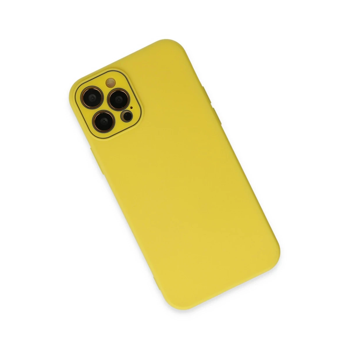 Newface Apple iPhone 12 Pro Max Kılıf Lansman Glass Kapak - Sarı