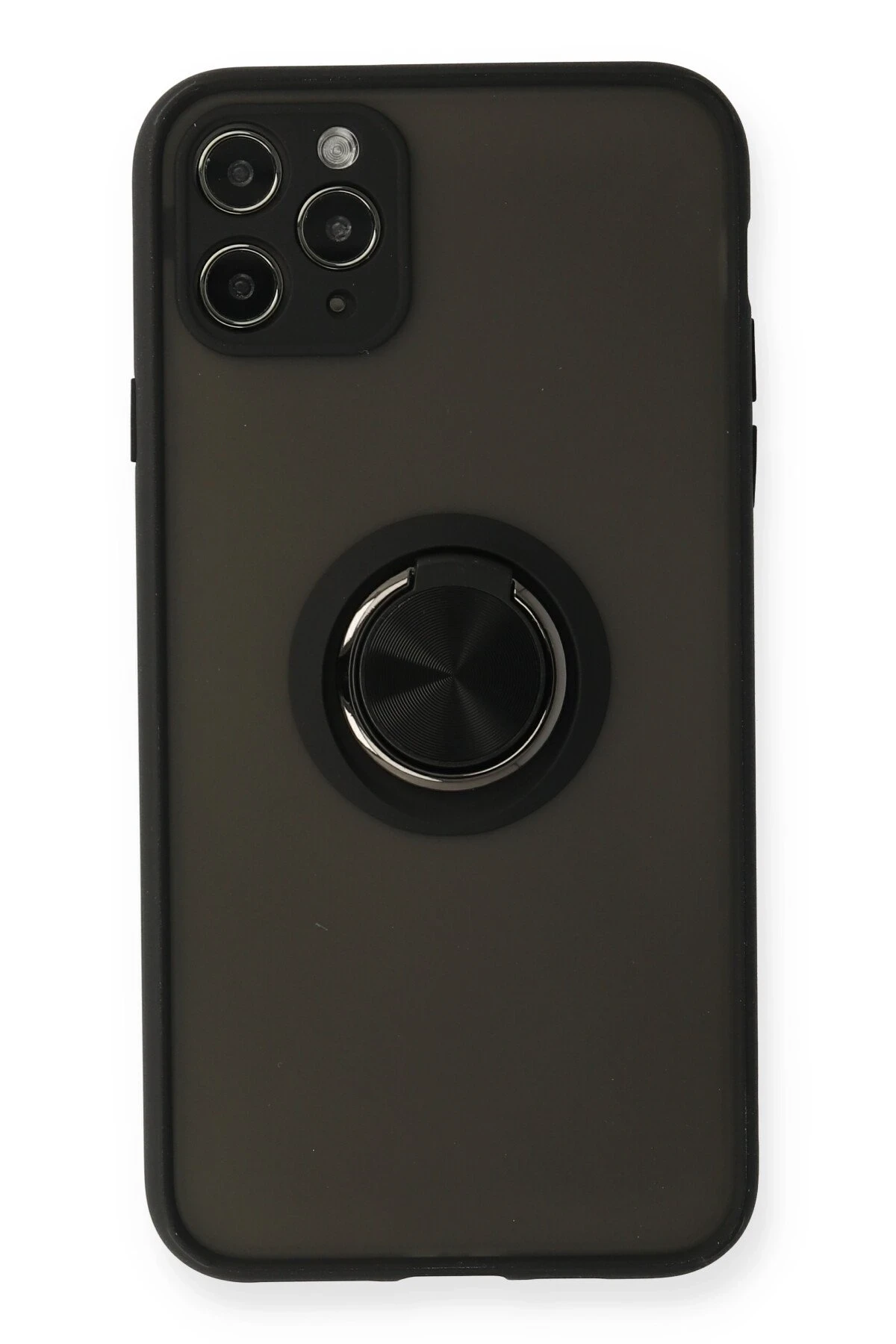 Newface iPhone 11 Pro Kılıf Montreal Yüzüklü Silikon Kapak - Siyah