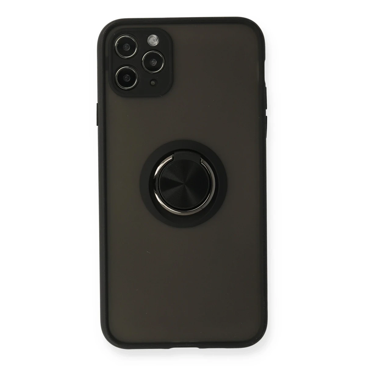 Newface Apple iPhone 11 Pro Kılıf Montreal Yüzüklü Silikon Kapak - Siyah
