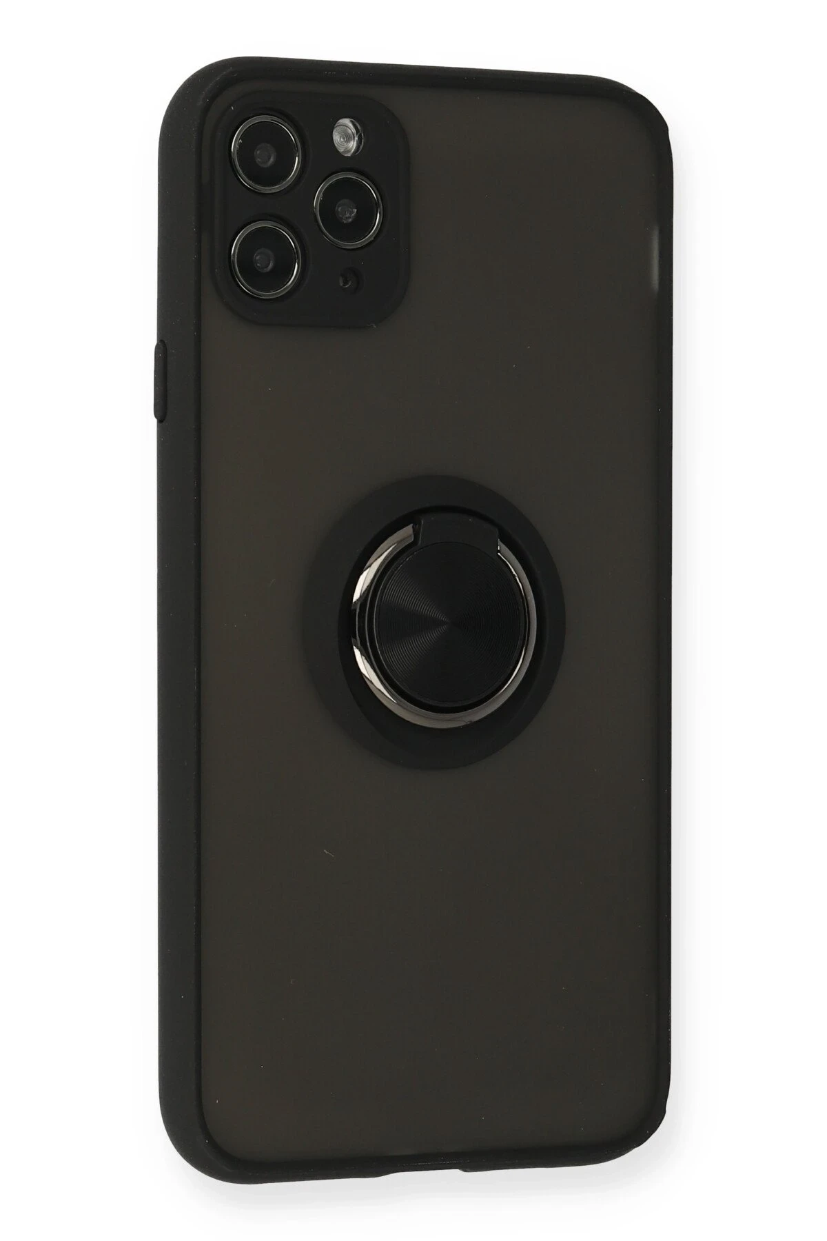Newface iPhone 11 Pro Kılıf Montreal Yüzüklü Silikon Kapak - Siyah