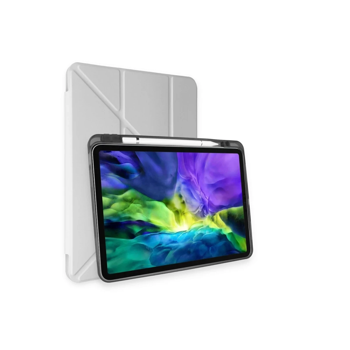 Newface Apple iPad Pro 11 (2018) Kılıf Kalemlikli Mars Tablet Kılıfı - Gri