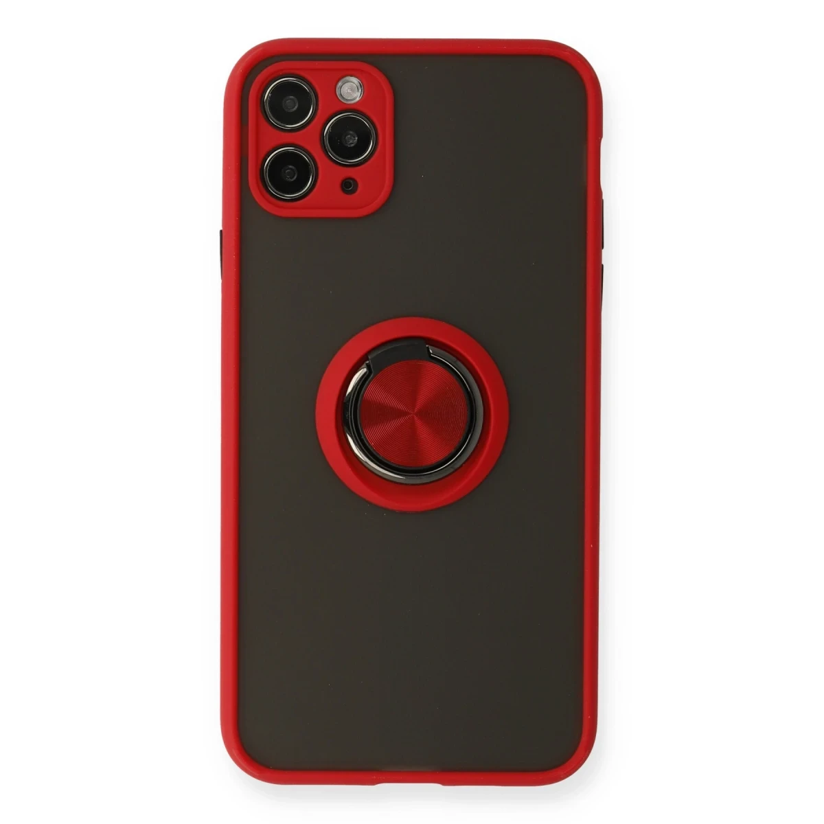 Newface Apple iPhone 11 Pro Kılıf Montreal Yüzüklü Silikon Kapak - Kırmızı