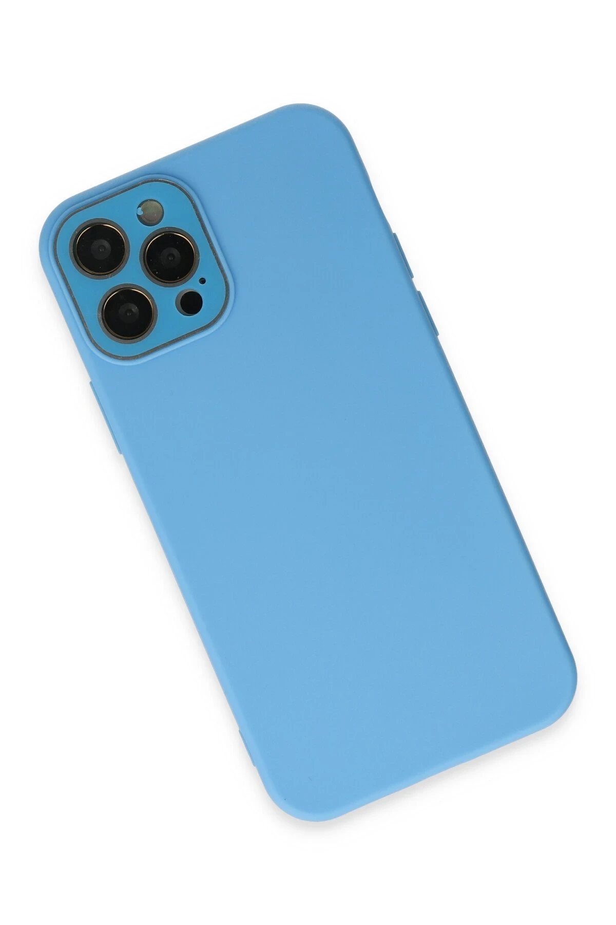 Newface iPhone 12 Pro Max Kılıf Lansman Glass Kapak - Mavi