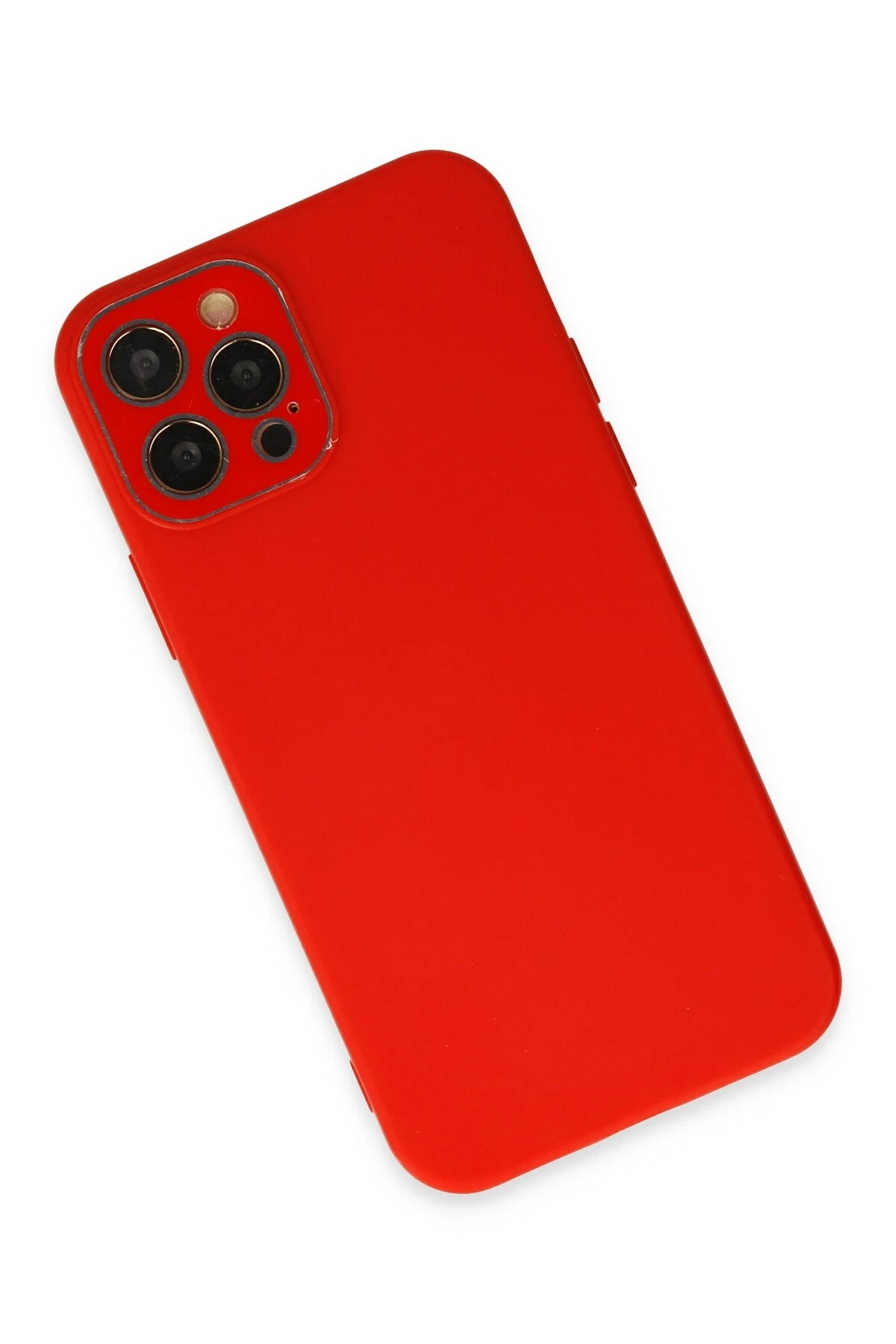 Newface iPhone 12 Pro Max Kılıf Lansman Glass Kapak - Kırmızı