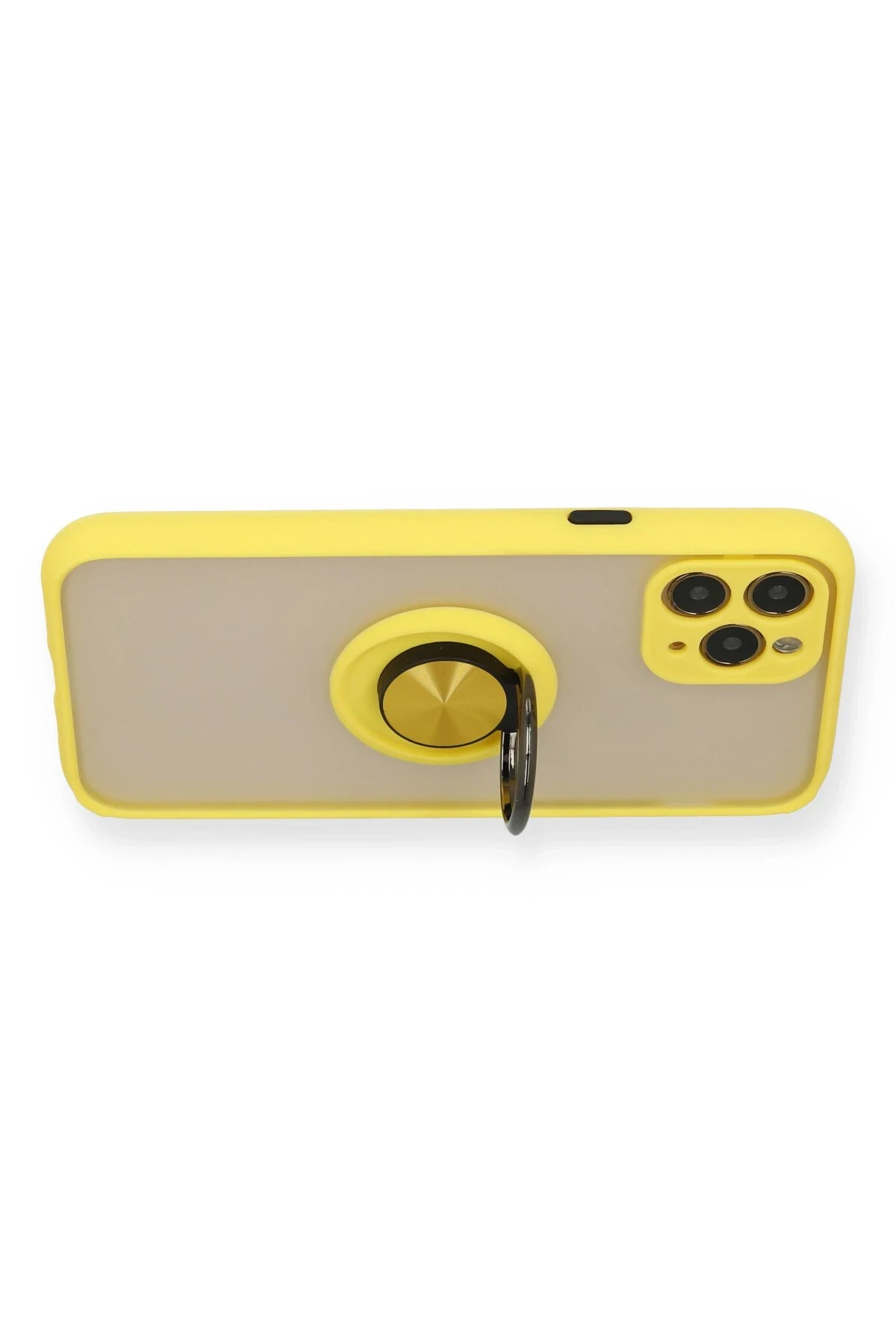 Newface iPhone 11 Pro Max Kılıf Montreal Yüzüklü Silikon Kapak - Sarı