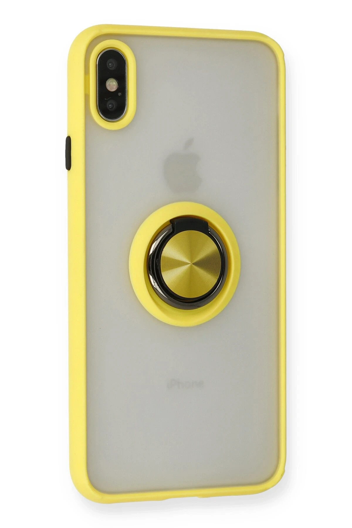 Newface iPhone X Kılıf Montreal Yüzüklü Silikon Kapak - Sarı