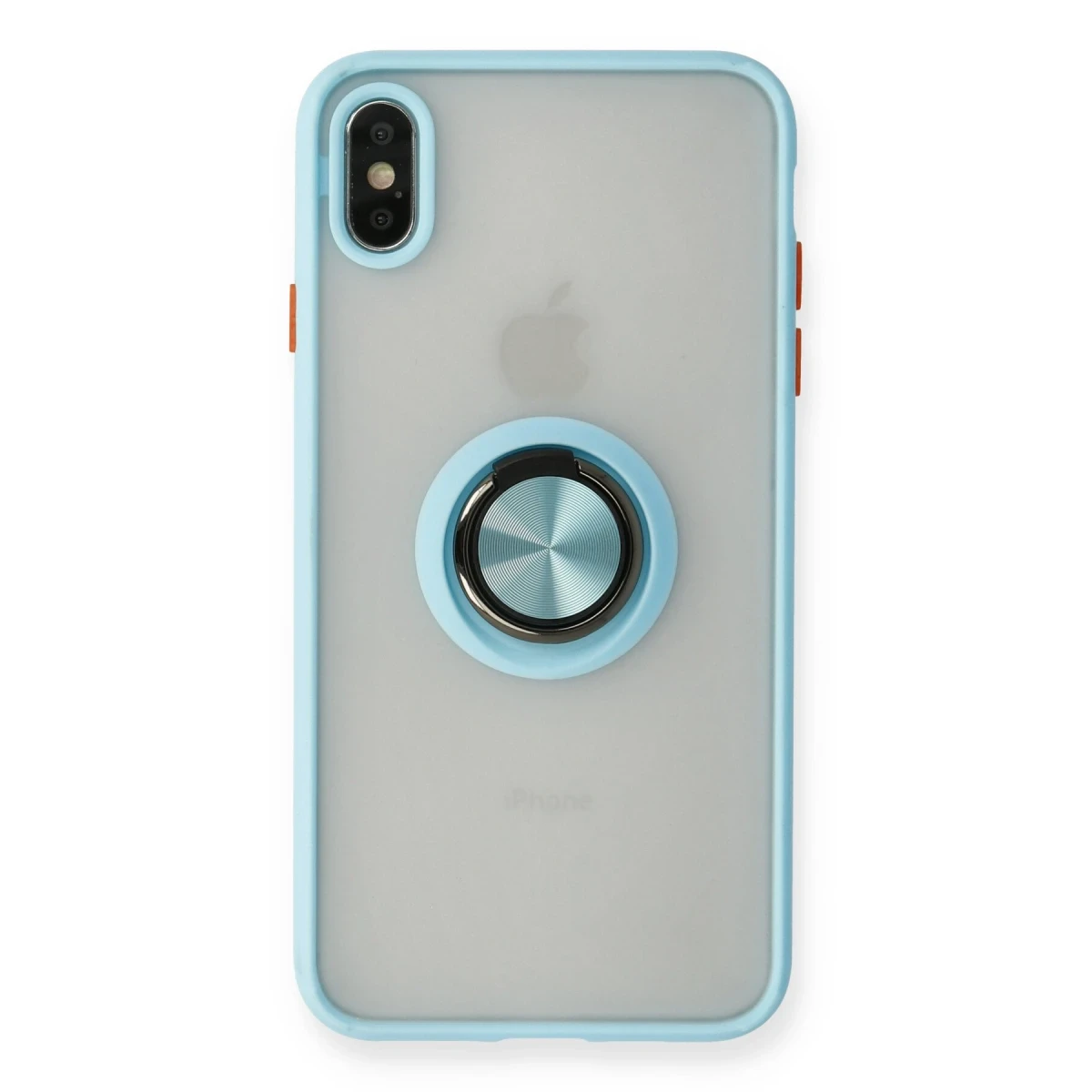 Newface Apple iPhone X Kılıf Montreal Yüzüklü Silikon Kapak - Buz Mavi