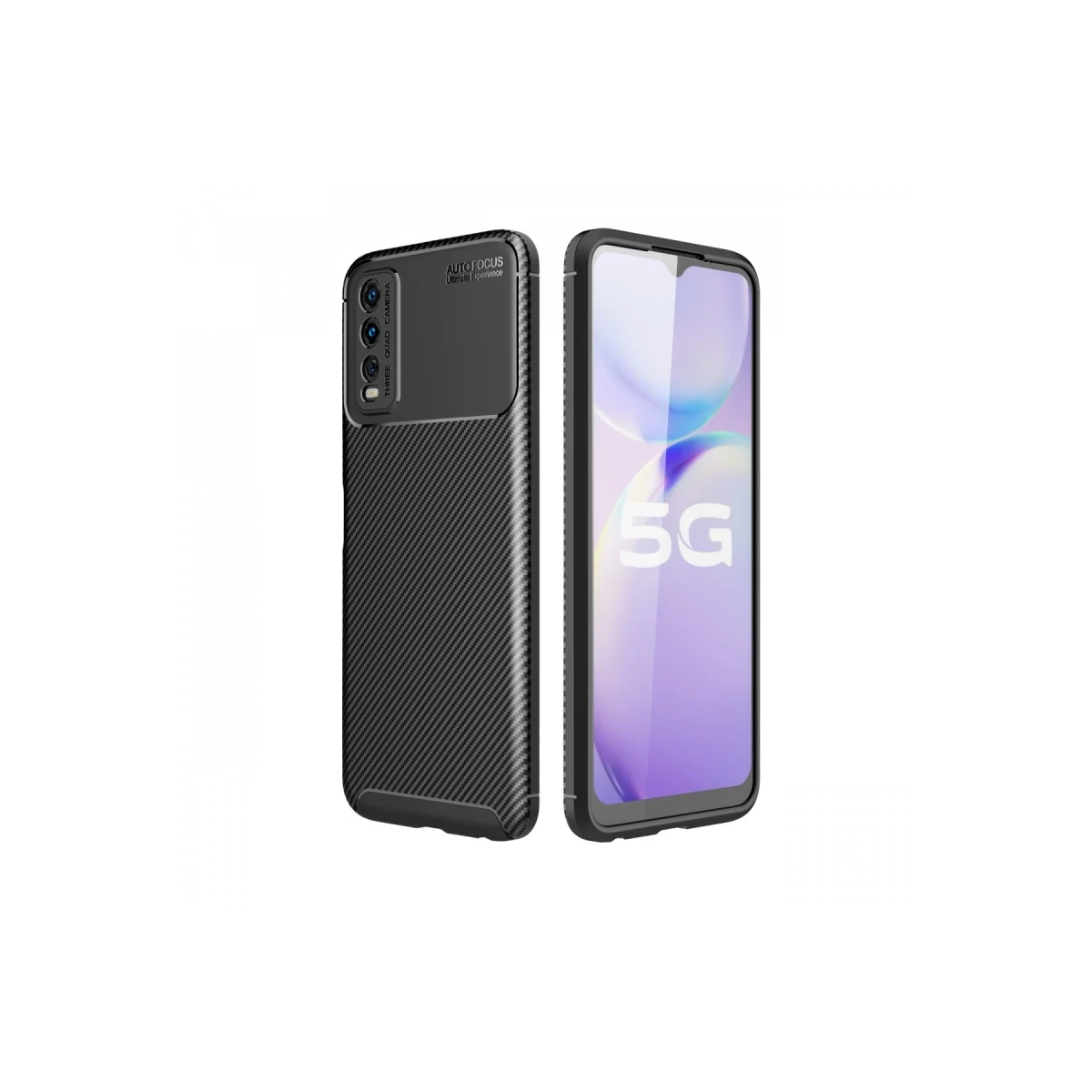 Newface Vivo Y11S Kılıf Auto Focus Karbon Kapak - Siyah