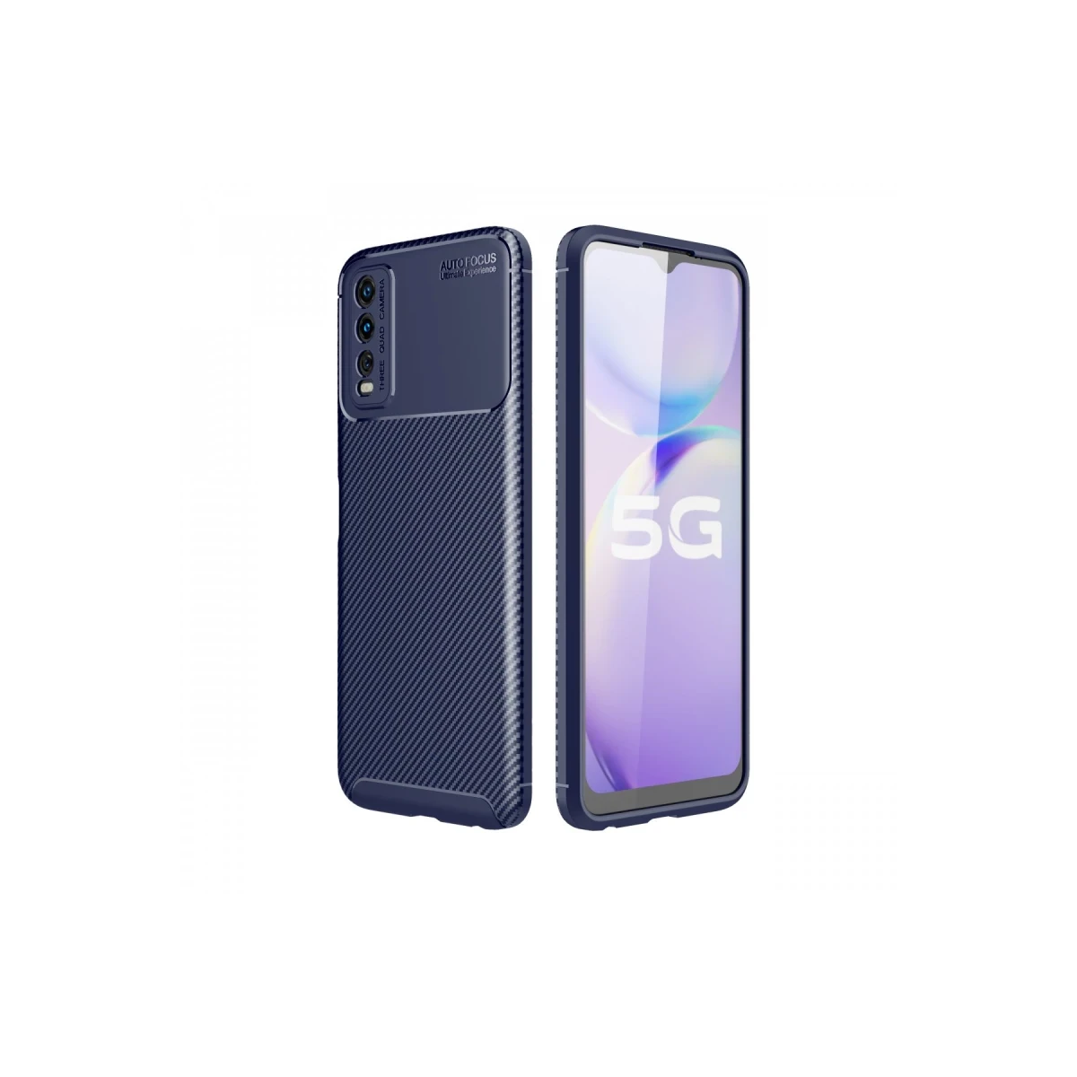 Newface Vivo Y11S Kılıf Auto Focus Karbon Kapak - Lacivert