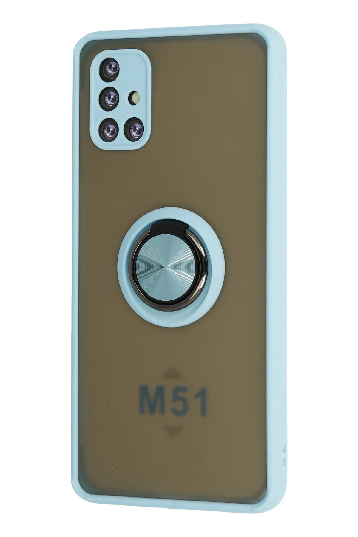 Newface Samsung Galaxy M51 Kılıf Montreal Yüzüklü Silikon Kapak - Buz Mavi