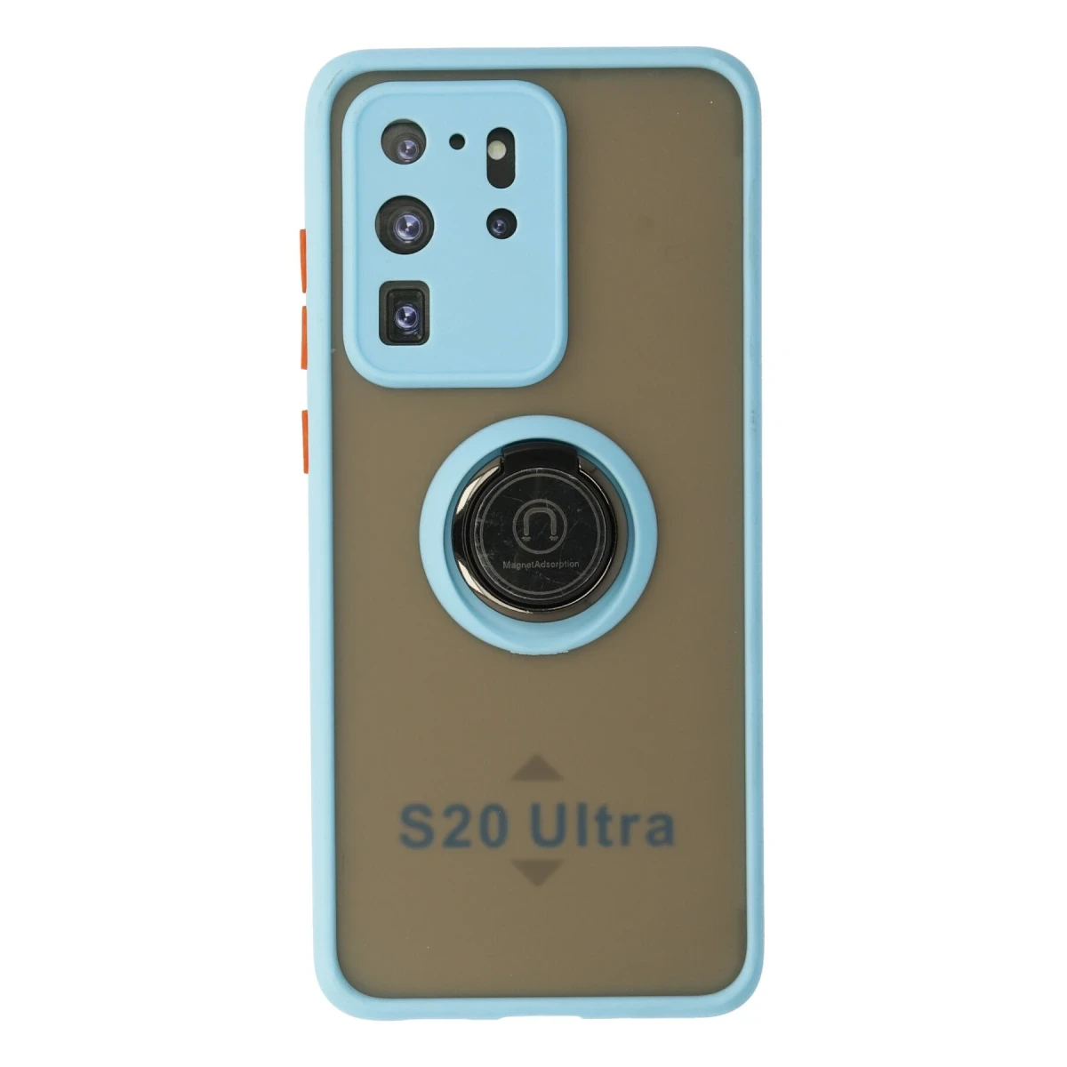 Newface Samsung Galaxy S20 Ultra Kılıf Montreal Yüzüklü Silikon Kapak - Buz Mavi
