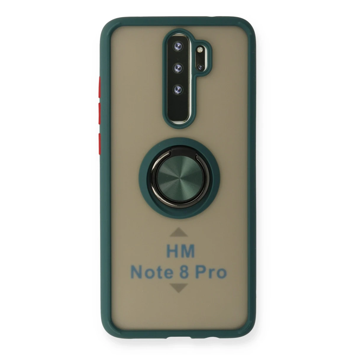 Newface Xiaomi Redmi Note 8 Pro Kılıf Montreal Yüzüklü Silikon Kapak - Yeşil