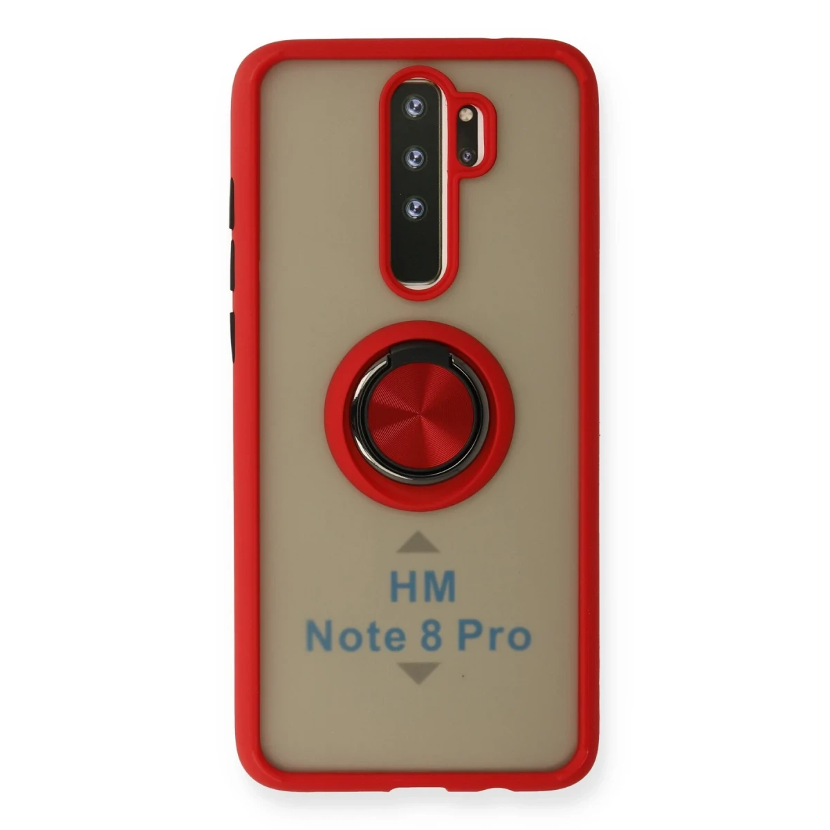 Newface Xiaomi Redmi Note 8 Pro Kılıf Montreal Yüzüklü Silikon Kapak - Kırmızı