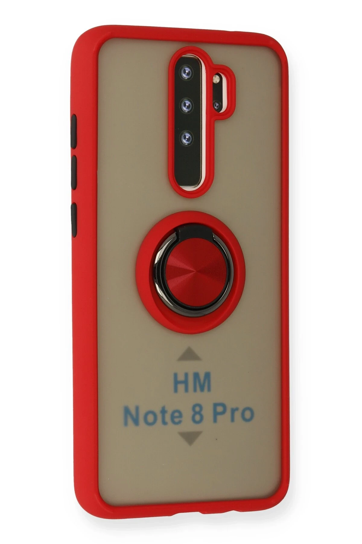 Newface Xiaomi Redmi Note 8 Pro Kılıf Montreal Yüzüklü Silikon Kapak - Kırmızı