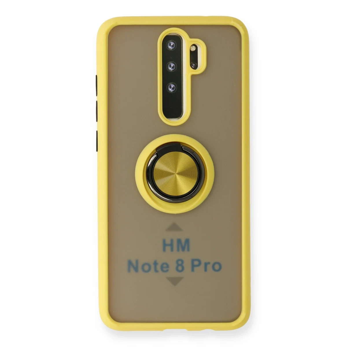Newface Xiaomi Redmi Note 8 Pro Kılıf Montreal Yüzüklü Silikon Kapak - Sarı