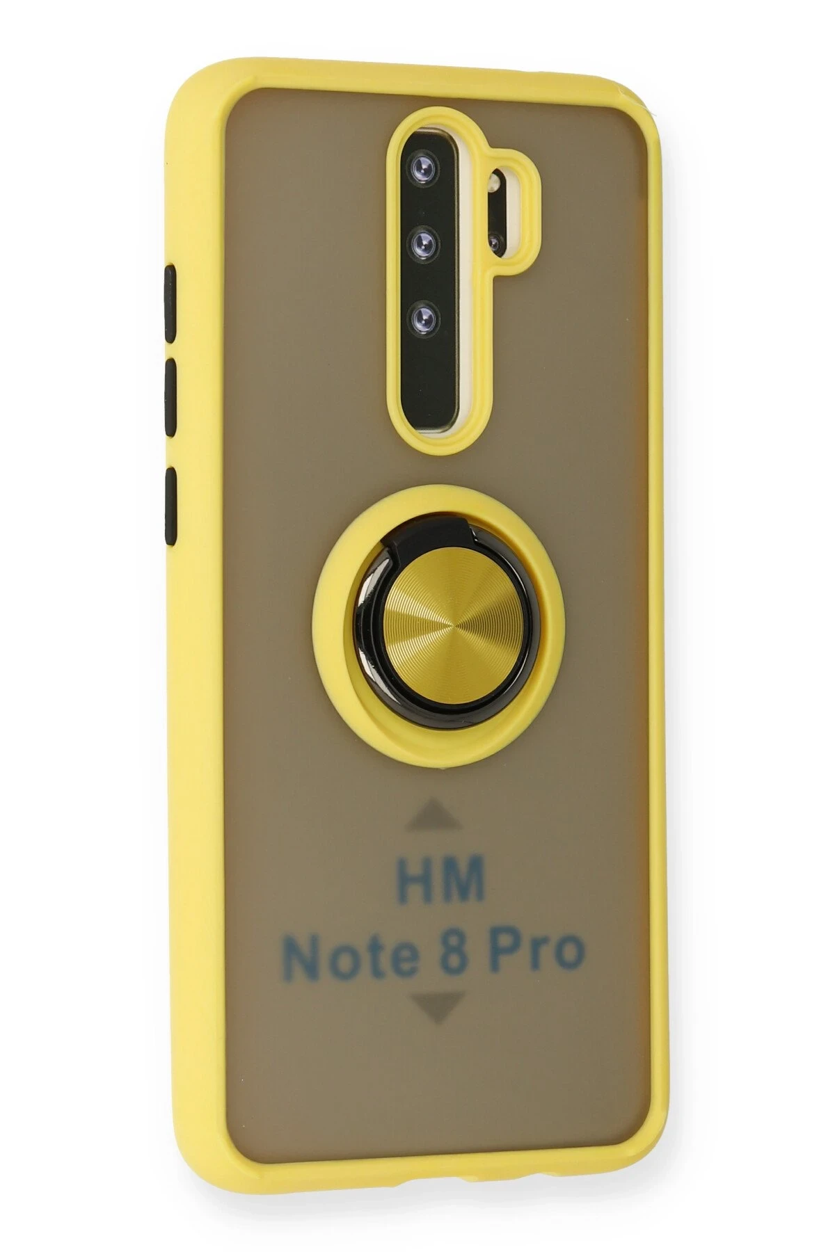Newface Xiaomi Redmi Note 8 Pro Kılıf Montreal Yüzüklü Silikon Kapak - Sarı