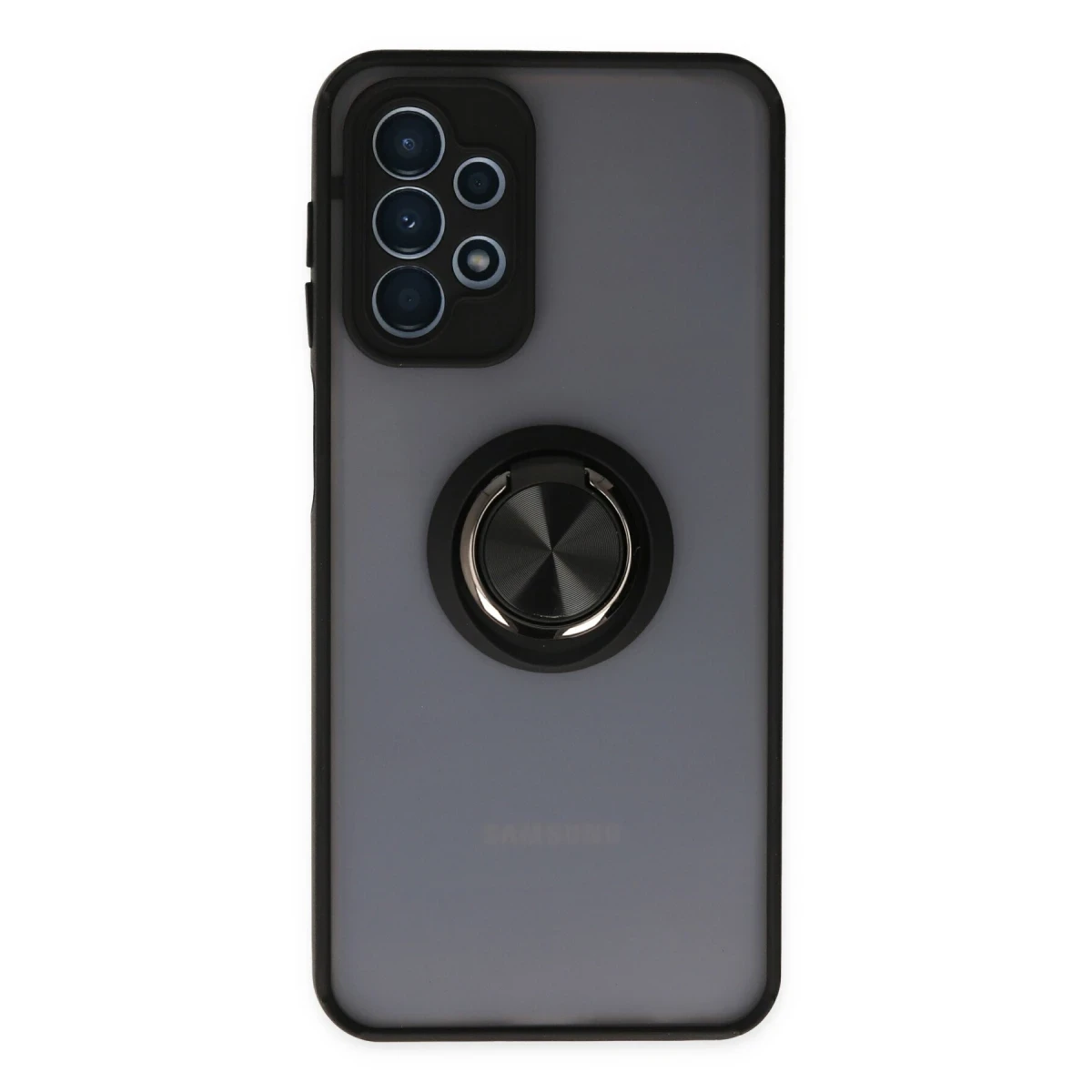 Newface Samsung Galaxy A23 4G Kılıf Montreal Yüzüklü Silikon Kapak - Siyah